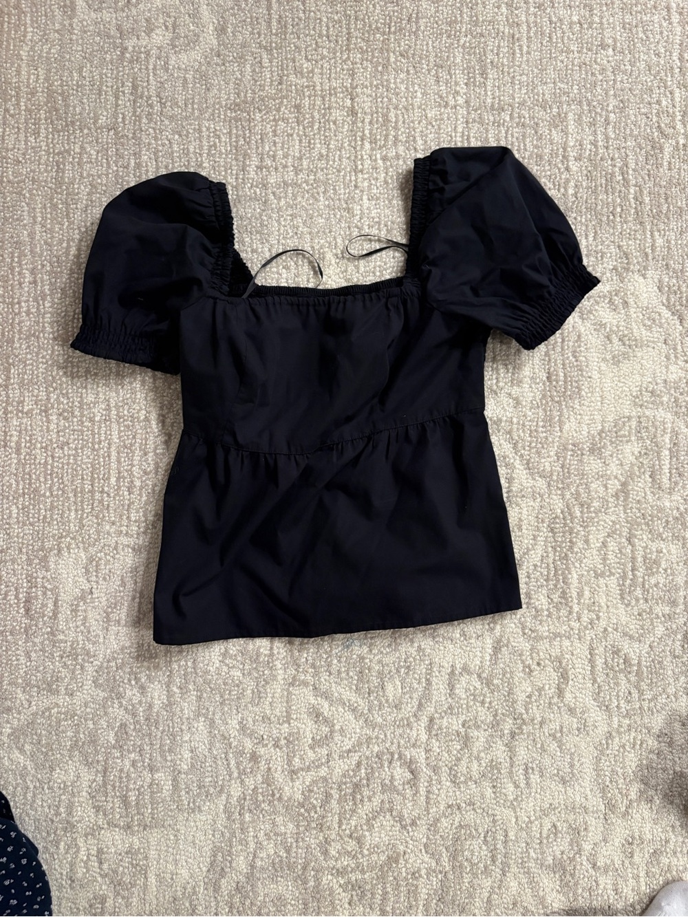 NWT abercrombie Black Puff Sleeve Square Neck Top